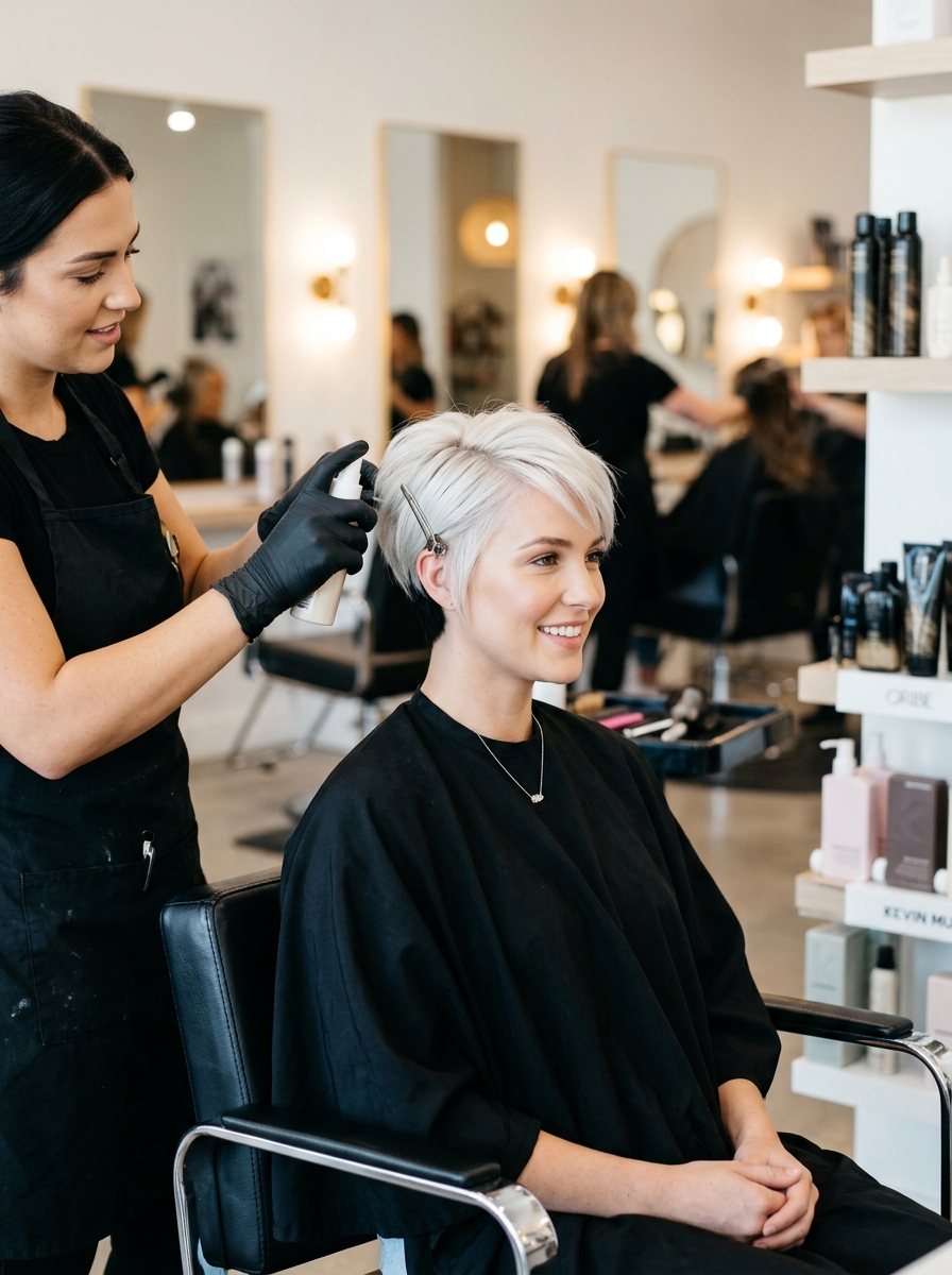 Cropped Pixie with Jet Black Root Reveal Peekaboo