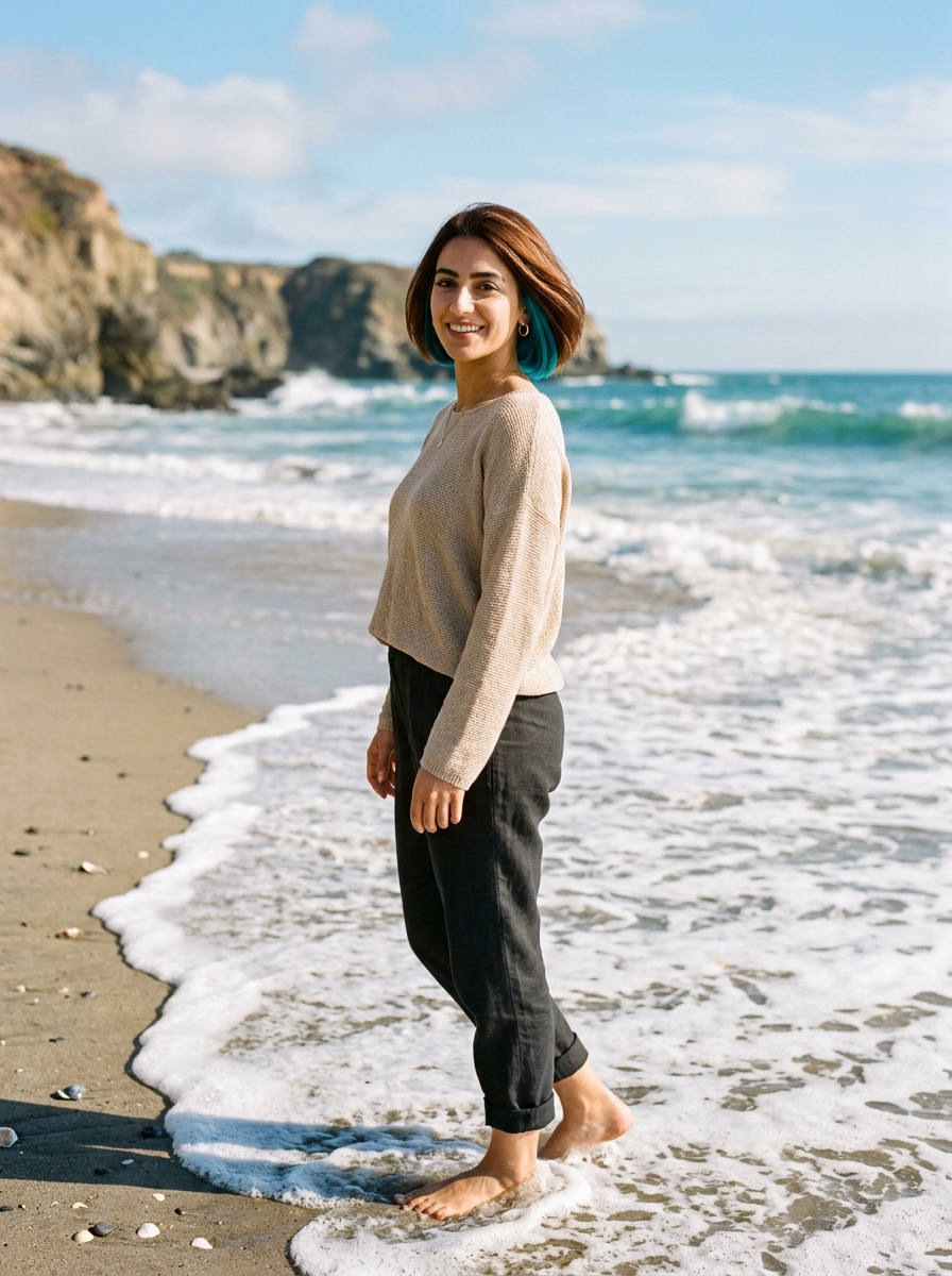 Chin-Length Bob with Turquoise Peekaboo Underneath