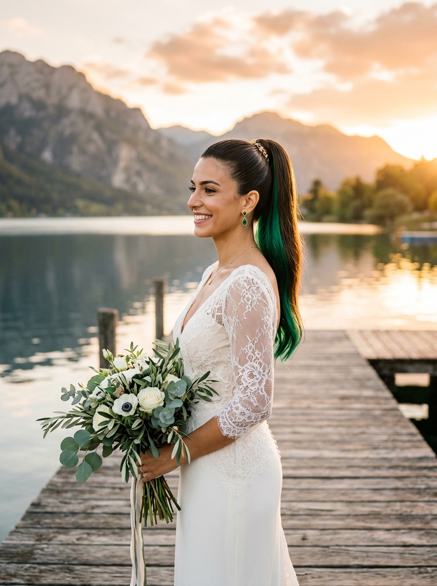 Emerald Green Sleek Ponytail