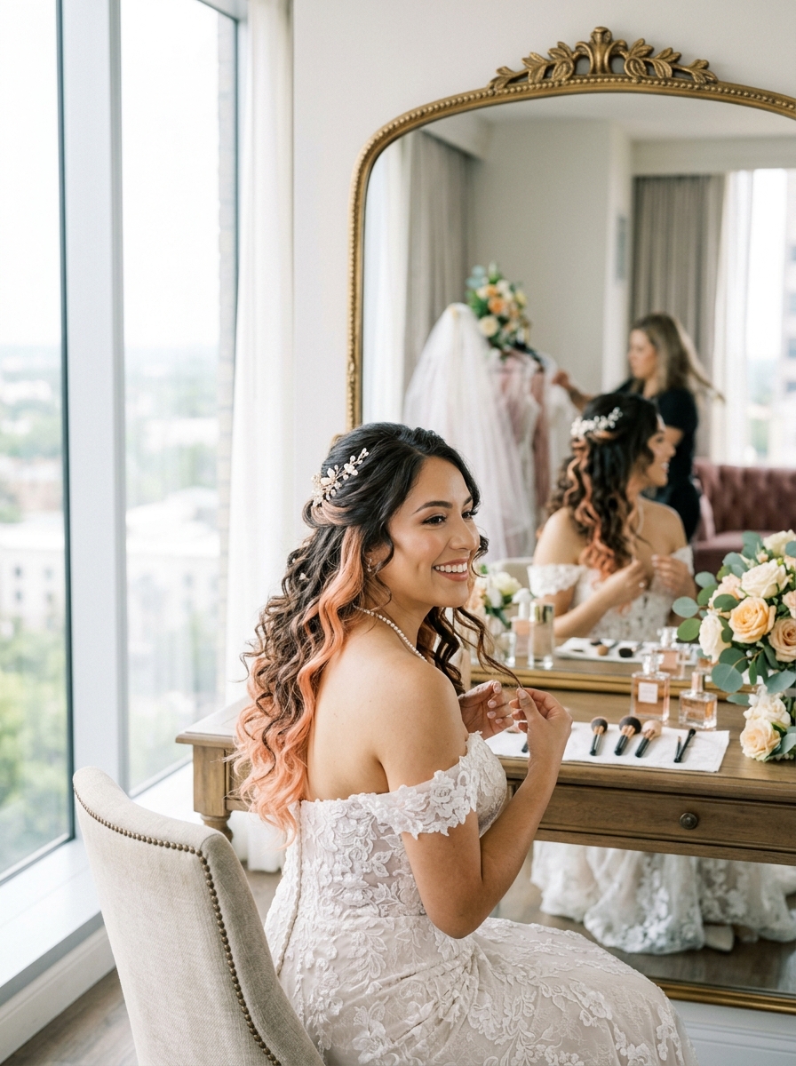 Peach Sorbet Half-Up Curls