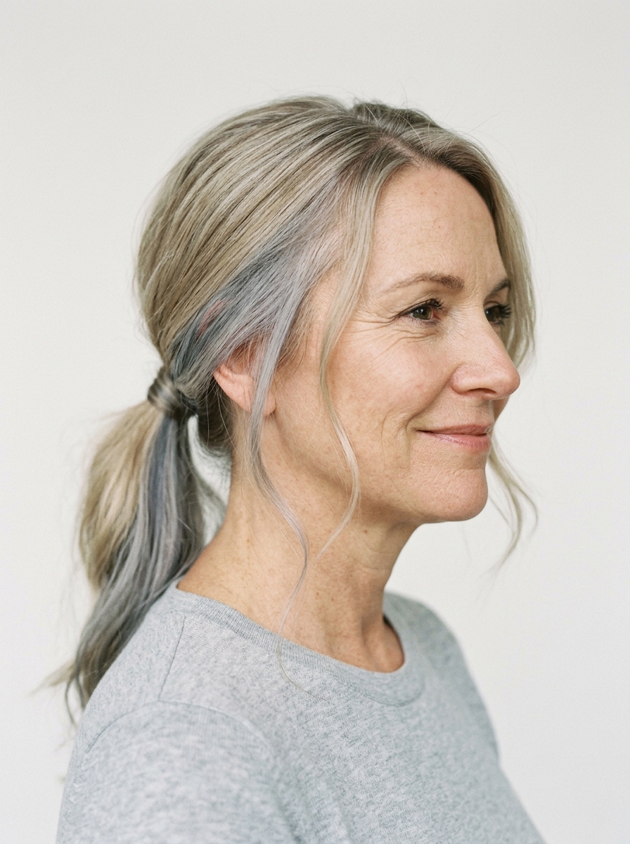 Ash Blonde with Silver Peekaboo Panels