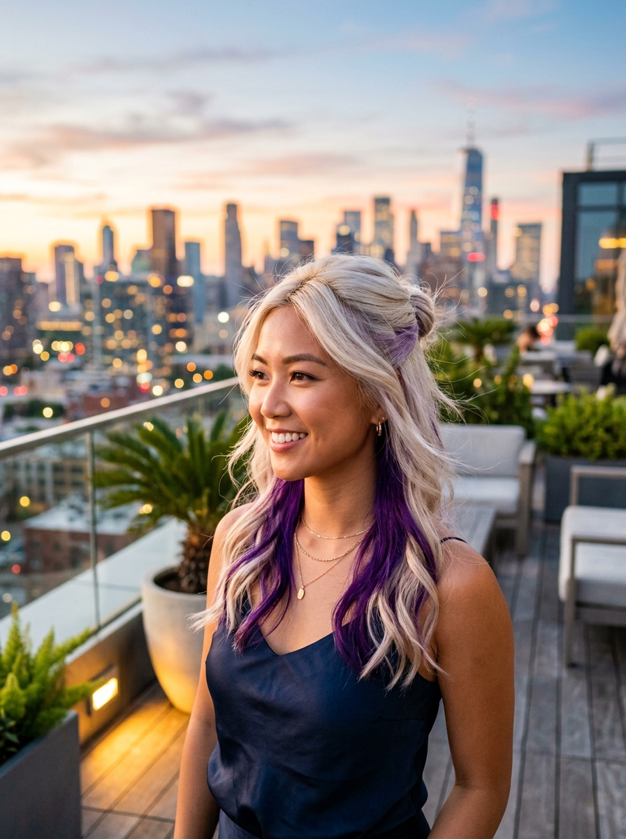 Platinum Blonde with Deep Violet Peekaboo