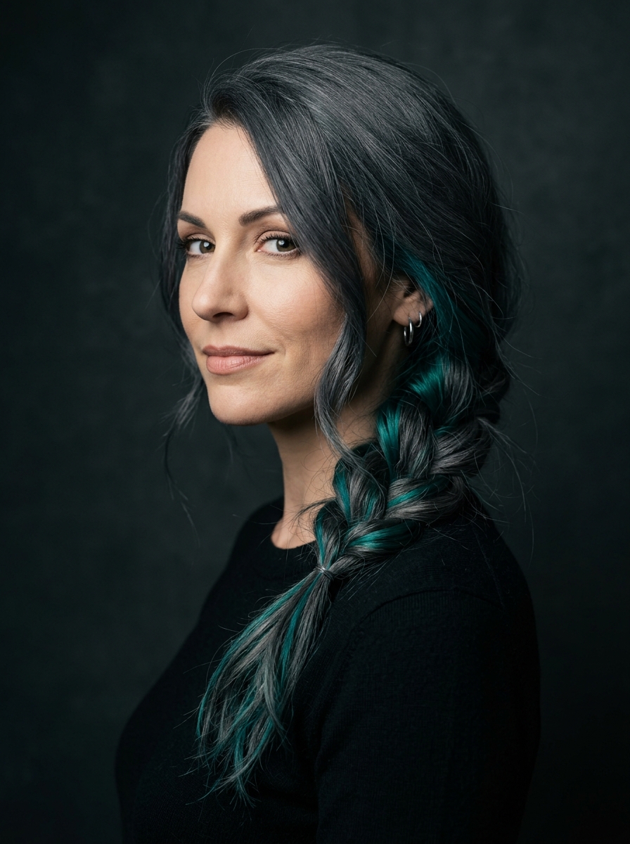 Charcoal Gray with Teal Peekaboo