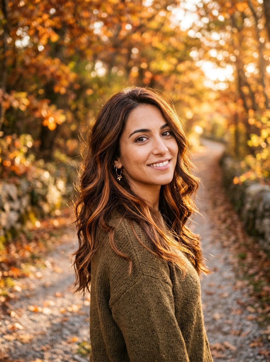 Warm Brunette with Amber Peekaboo