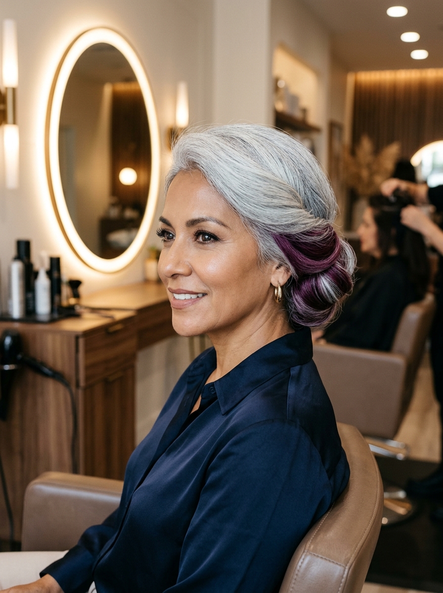Silver Fox with Plum Peekaboo