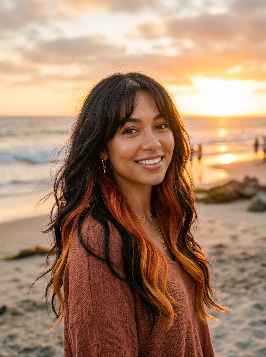 Sunset Orange-to-Gold Ombre Underlayer Peekaboo