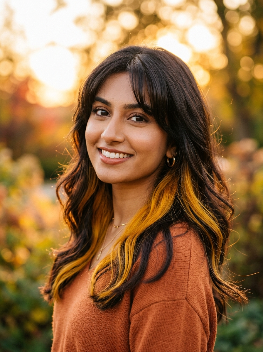 Marigold Yellow Peekaboo Panels Under Bangs