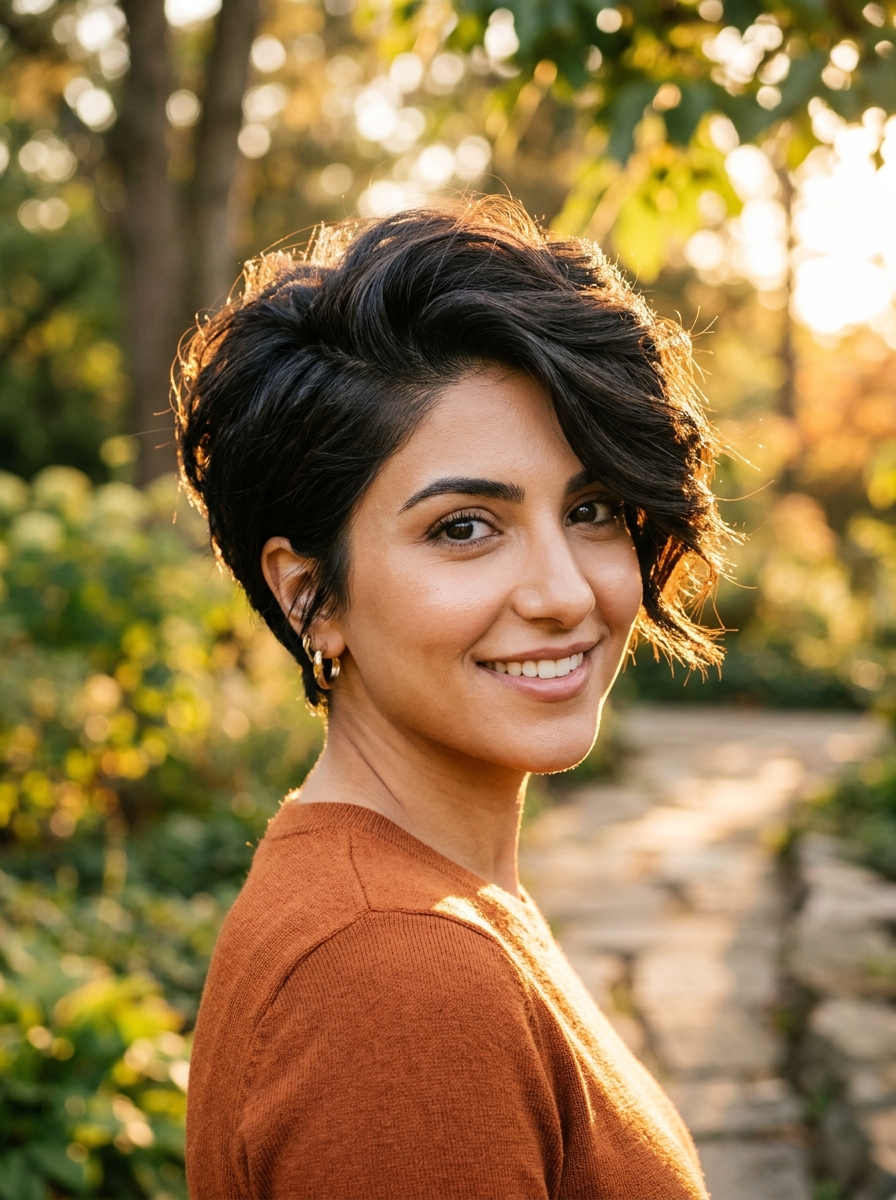 Voluminous Side-Part Pixie