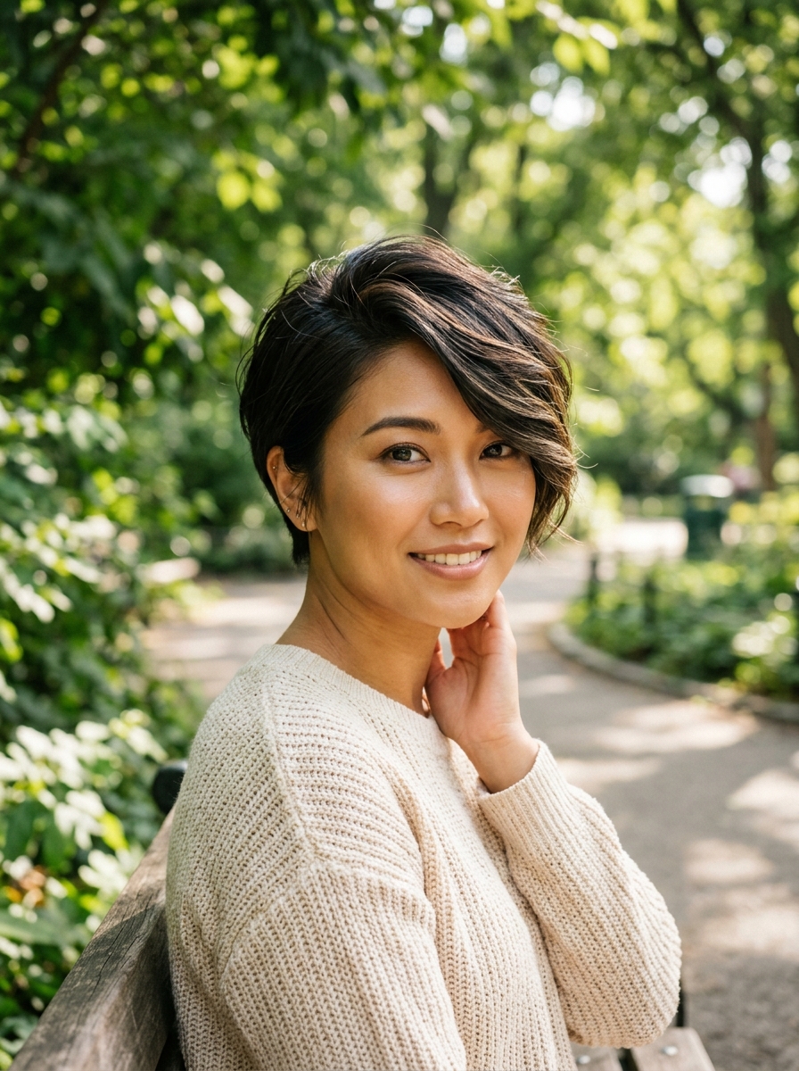 Long Side-Swept Pixie