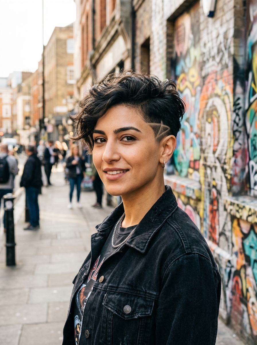 Shaved-Pattern Undercut Pixie