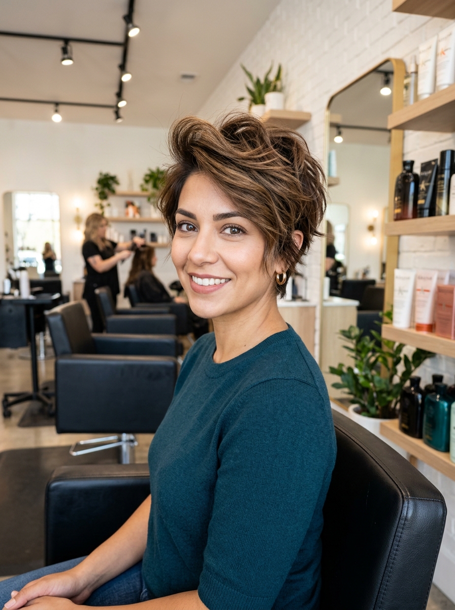 Voluminous Pixie for Thick Hair