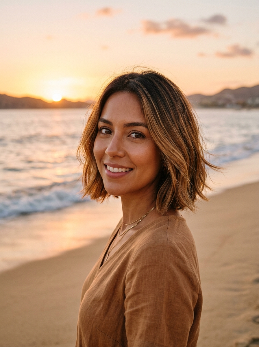 Caramel Color-Melt on a Jaw-Length Bob