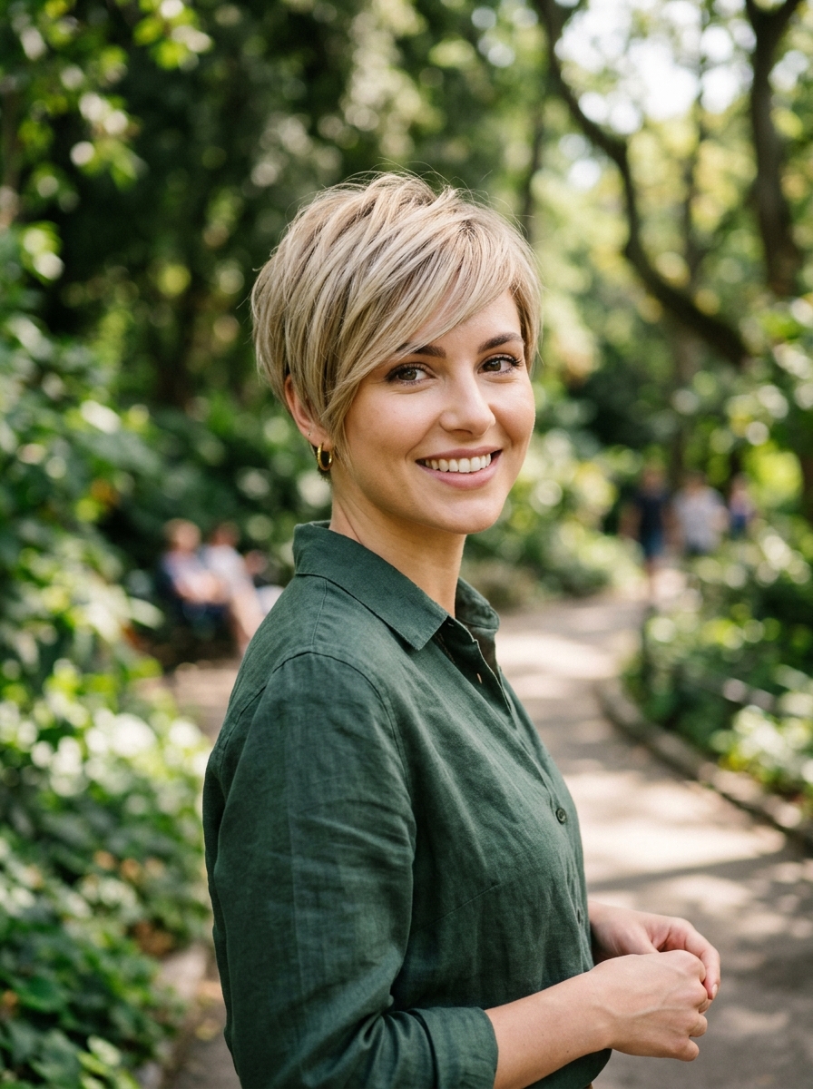 Long Pixie with Side-Swept Bangs
