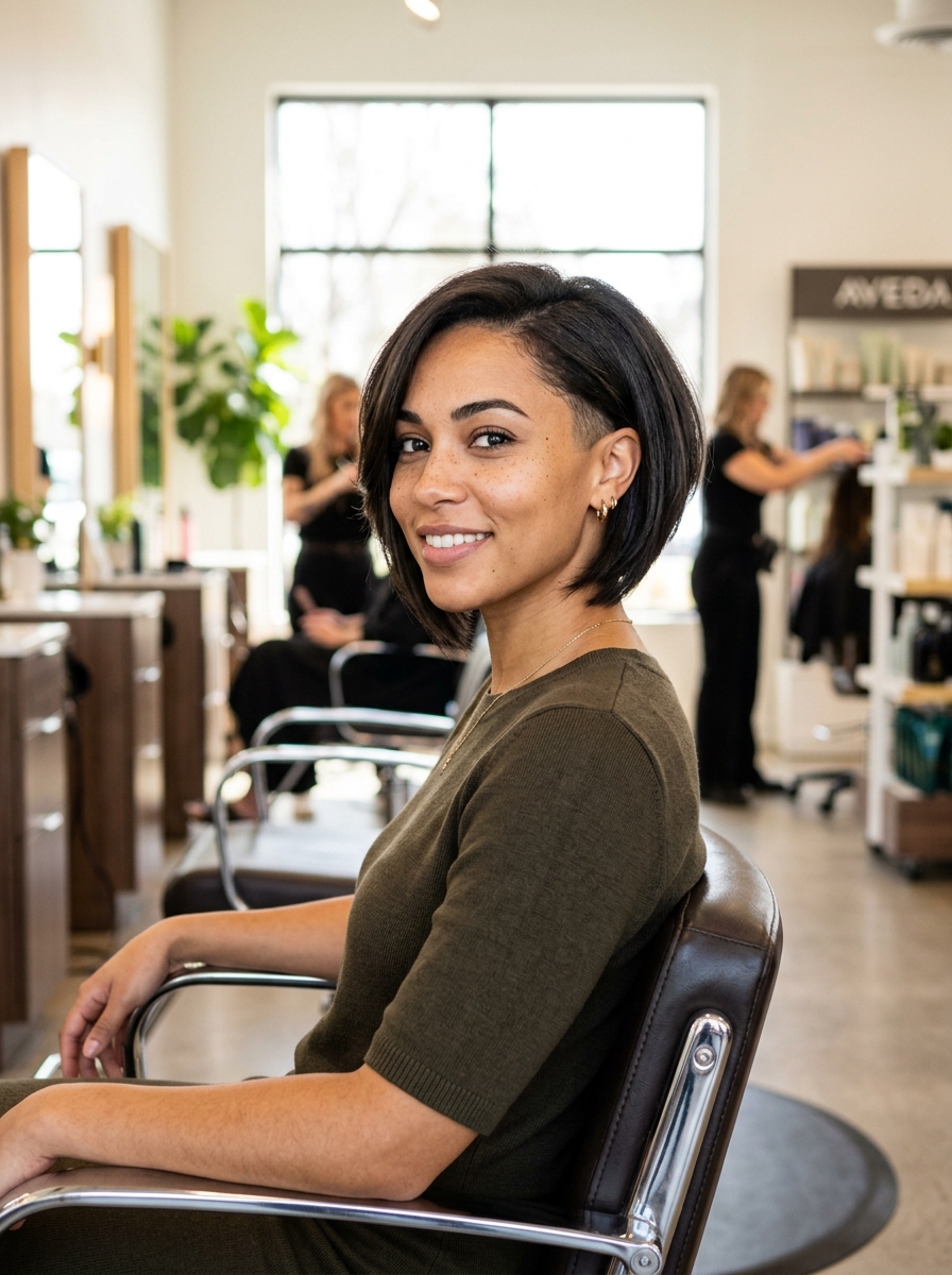 Angled Bob with Undercut Nape