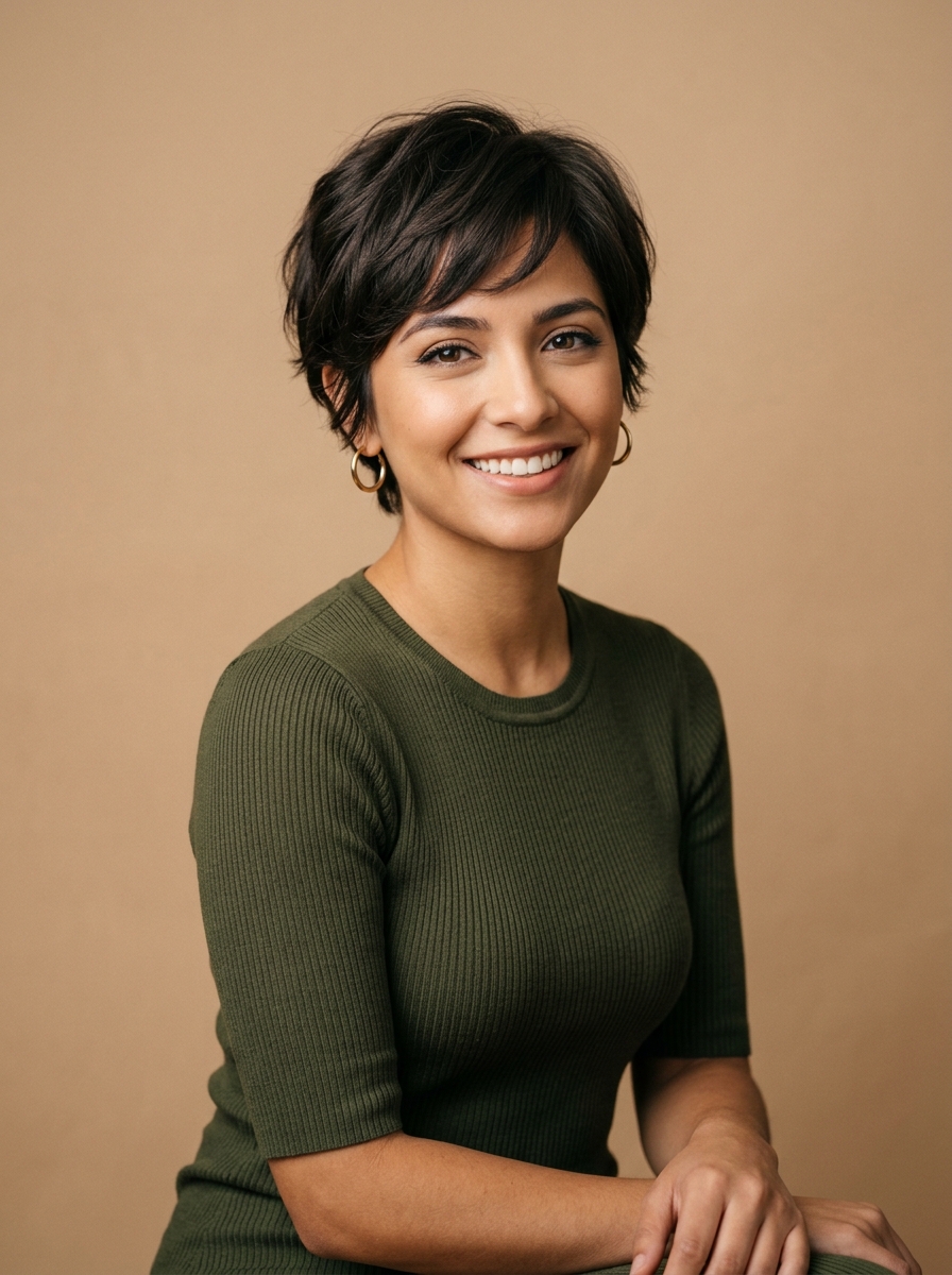 Classic Round Layered Pixie