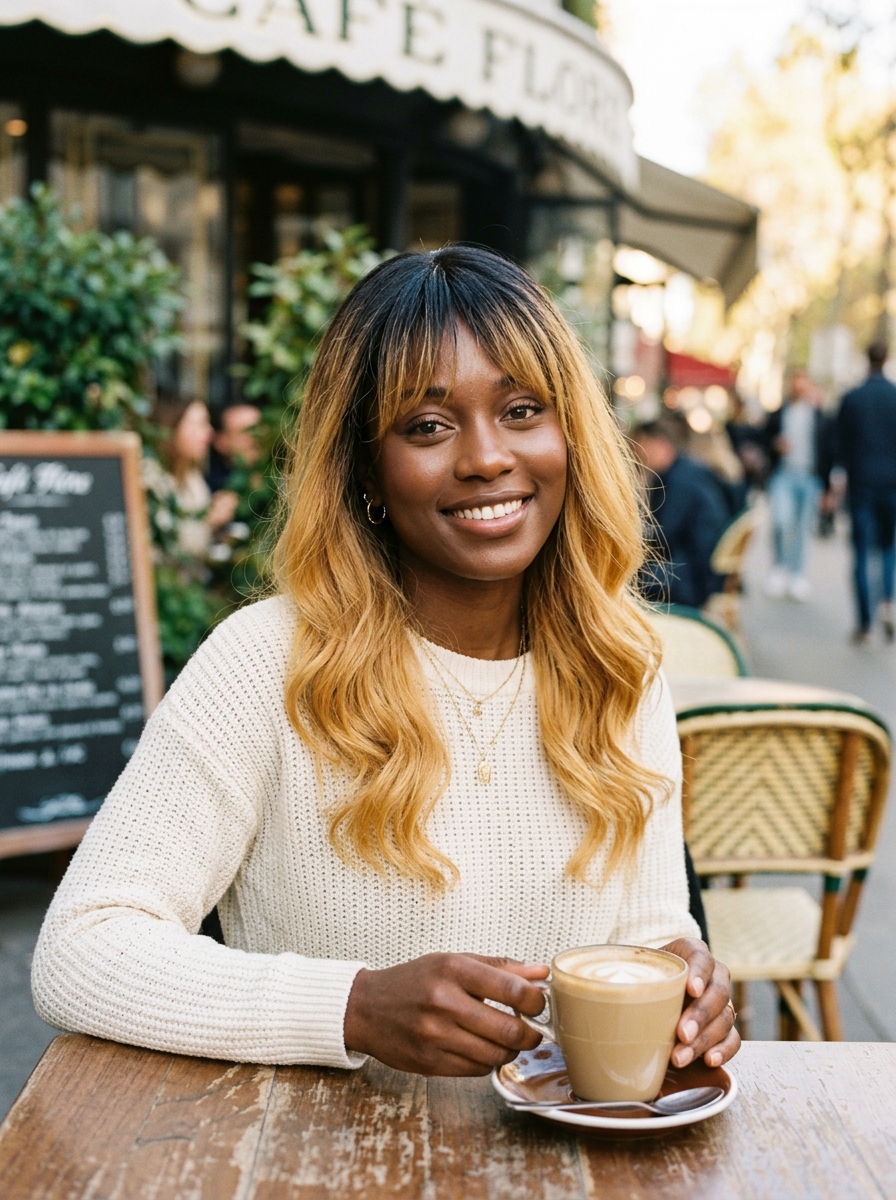Two-Tone Dip-Dye with French Girl Bangs