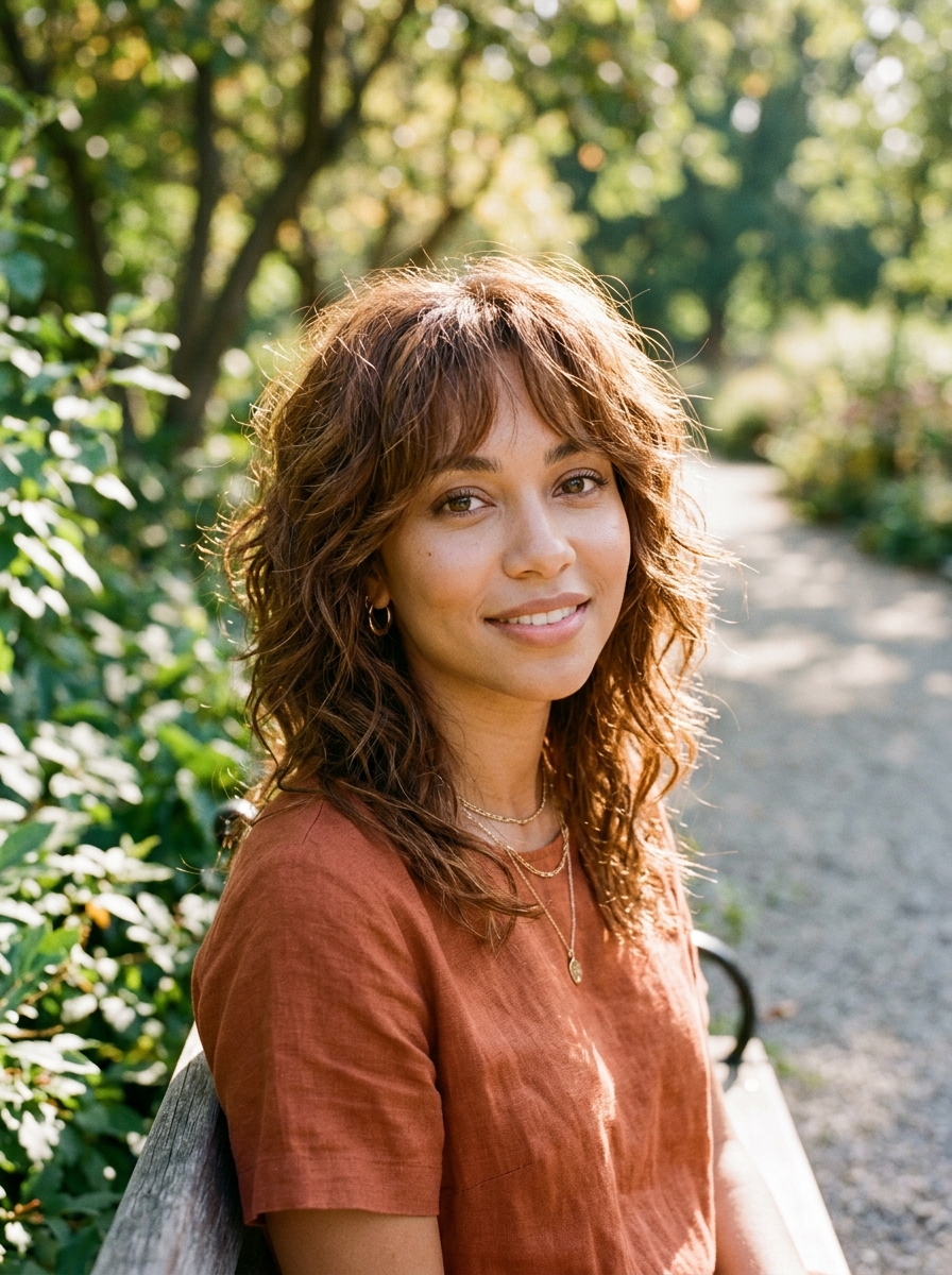 Cinnamon Brunette Shag with Shaggy Fringe
