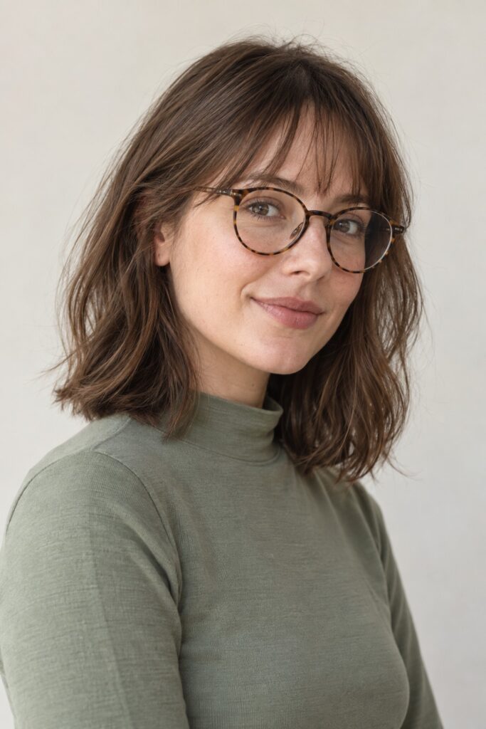 Wispy Bangs with Round Glasses