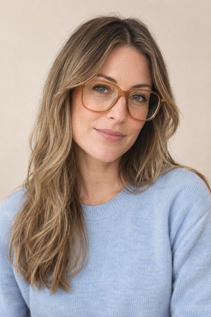 Curtain Bangs with Oversized Frames