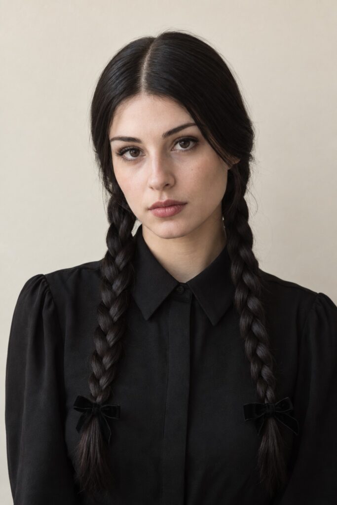 Wednesday-Inspired Twin Braids