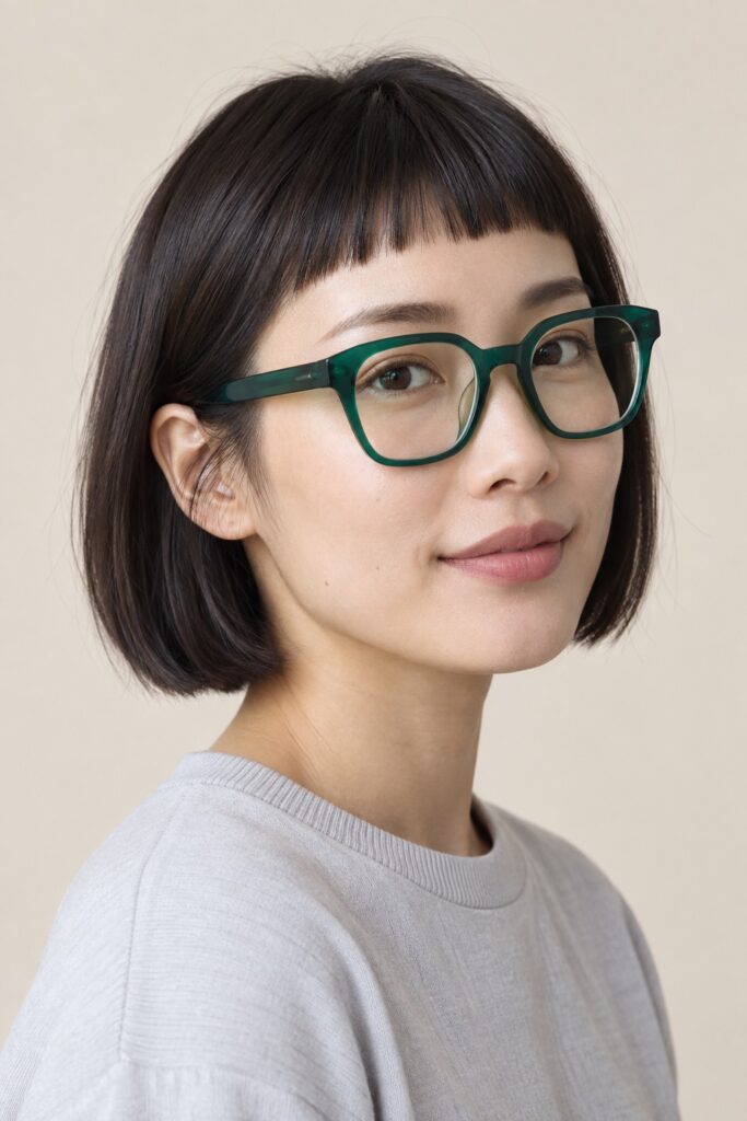 Micro Bangs with Bold Glasses