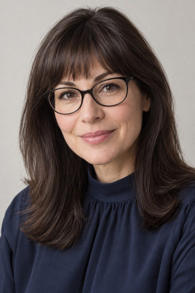 Arched Bangs with Oval Glasses