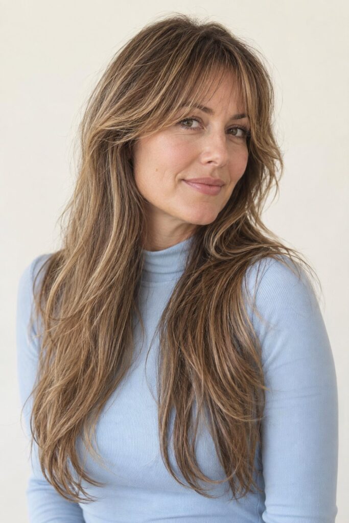 Feathered Fringe with Long Hair
