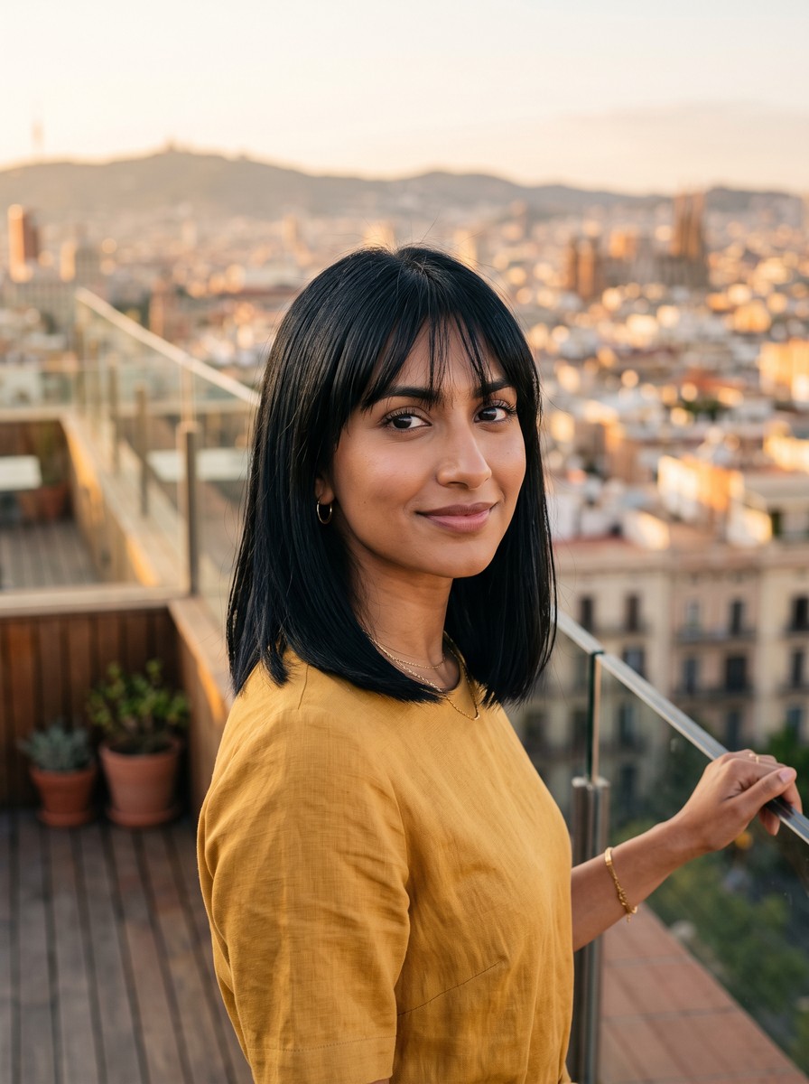 Blunt Shoulder-Length Cut with Soft Birkin Bangs