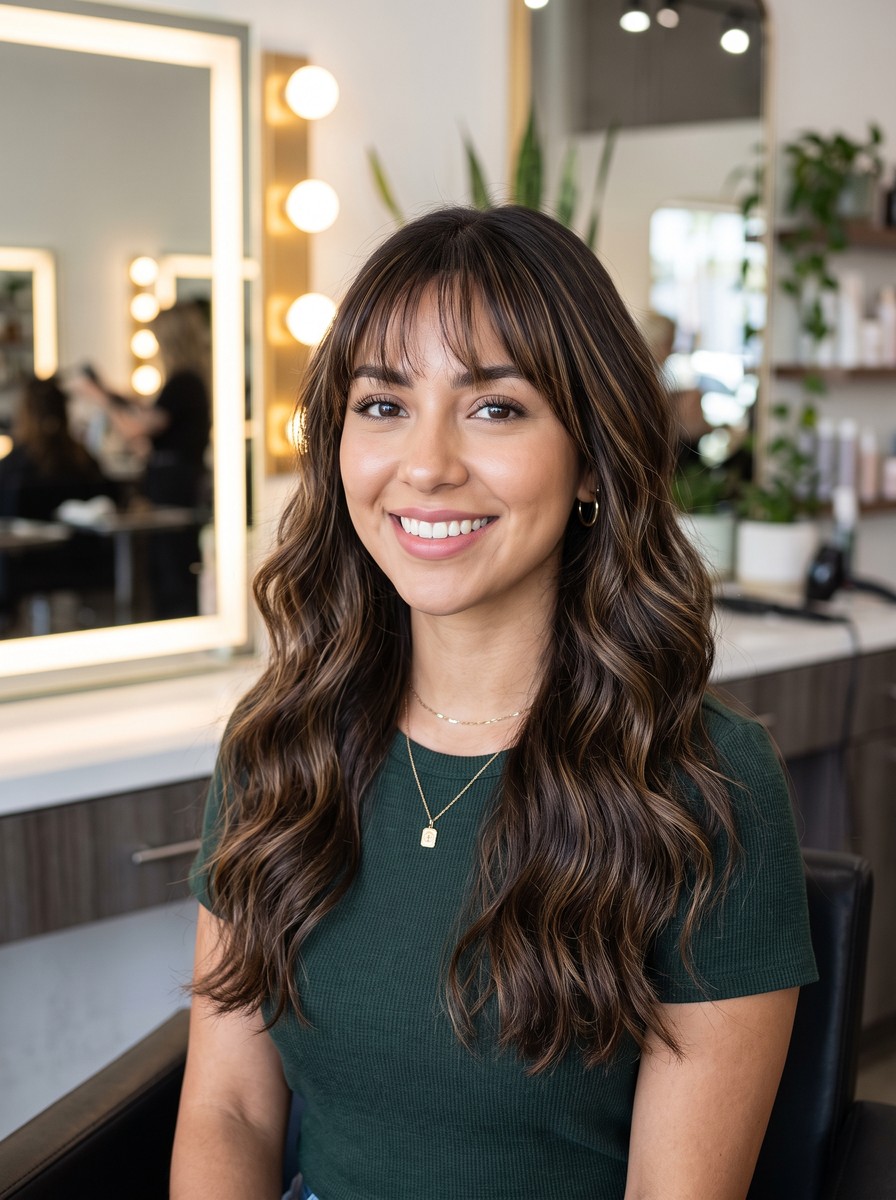 Brunette Birkin Bangs with Babylights