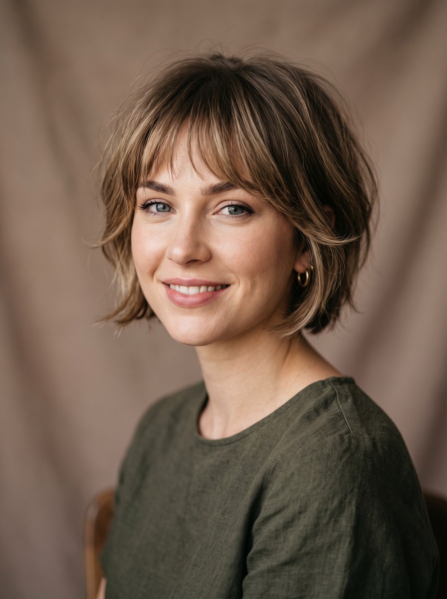 Classic Jaw-Length Bixie with Wispy Fringe