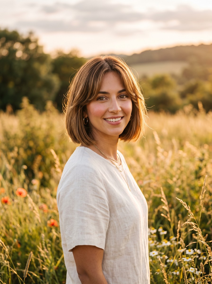 Curtain-Bang Bob That Opens at the Cheekbones