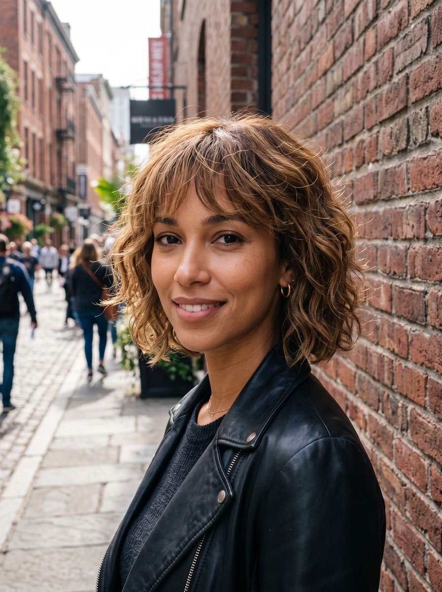 Textured Shaggy Bob With Cheekbone Layers