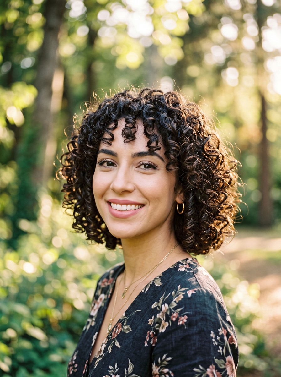 Curly Chin-Length Bob Cut Dry