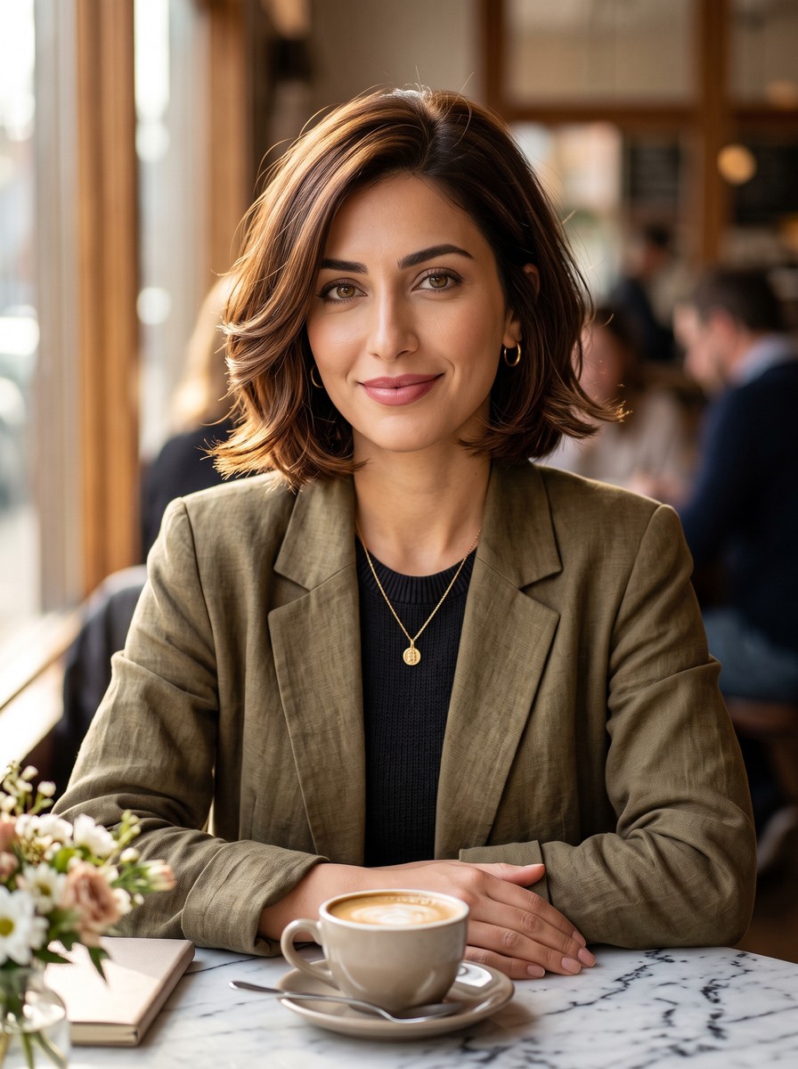 Just-Below-Chin Bob With a Slightly Off-Center Part