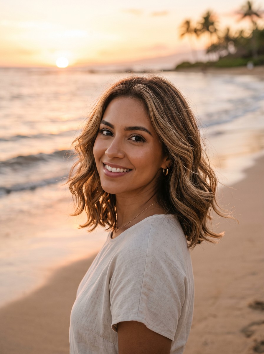 Wavy Collarbone Lob With Width at the Ends