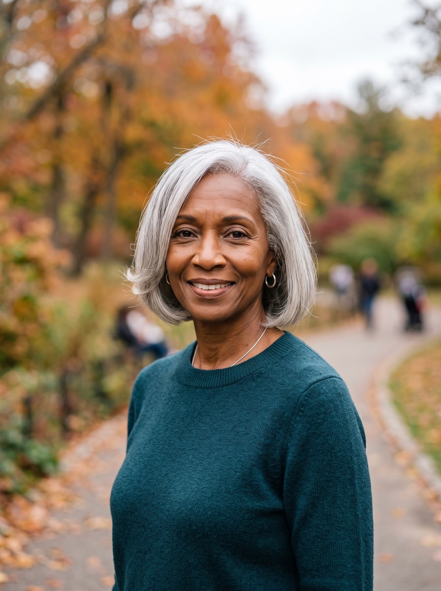 Silver Chin Bob With a Beveled Edge