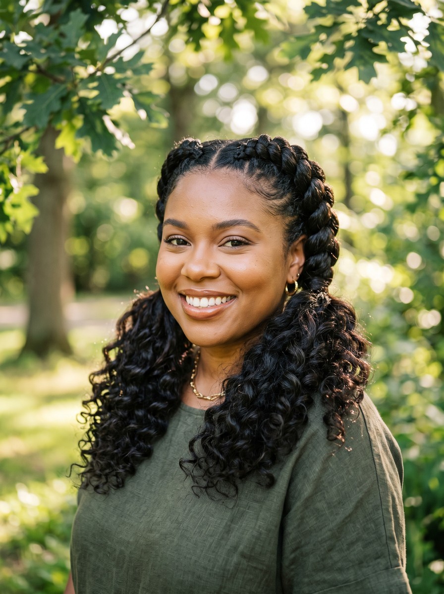 Pancaked Double Dutch Braids With Loose Shoulder-Length Ends