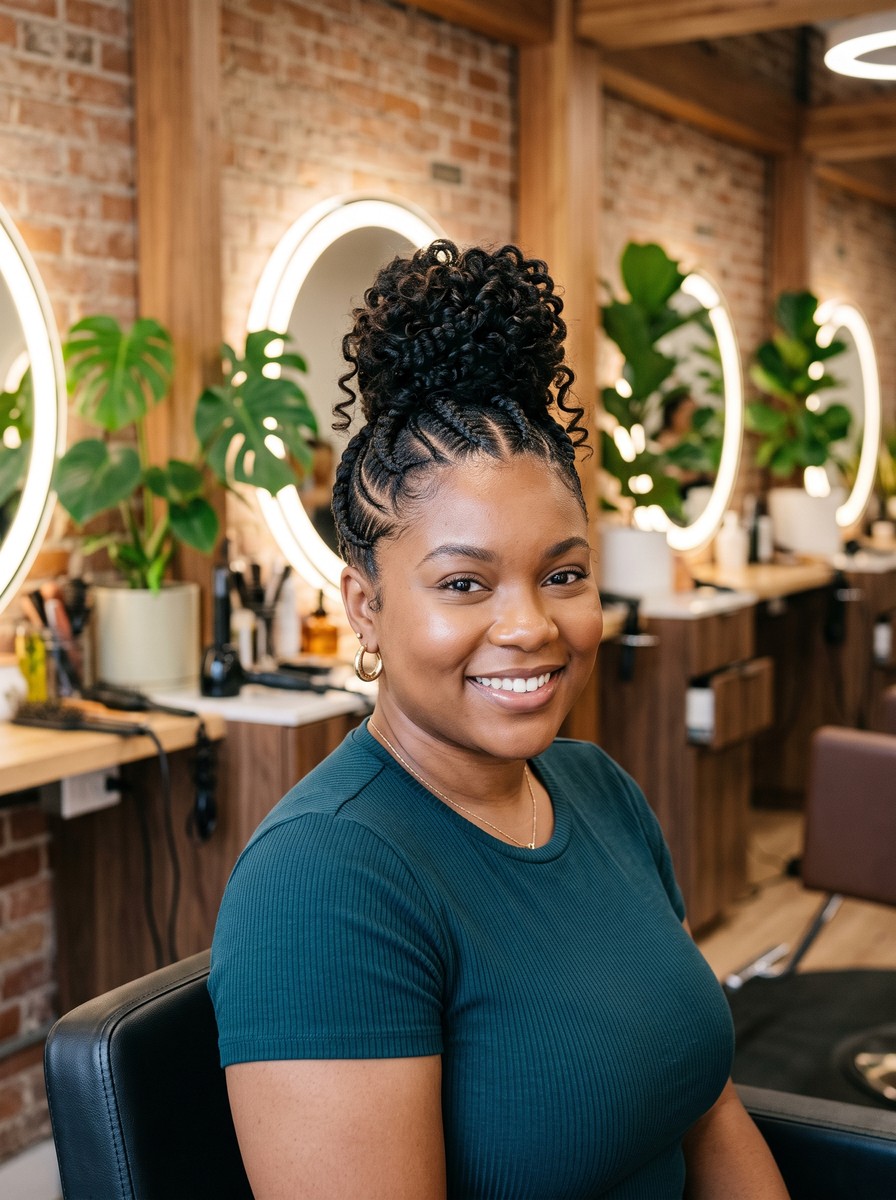 Goddess Braids Wrapped Into a Crown Top Knot