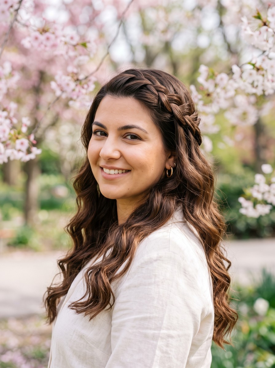 Deep-Part Waterfall Braid Over Loose Waves