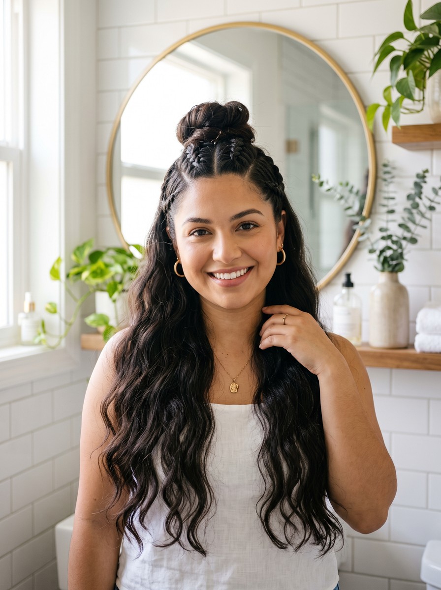 Braided Half-Up Top Knot