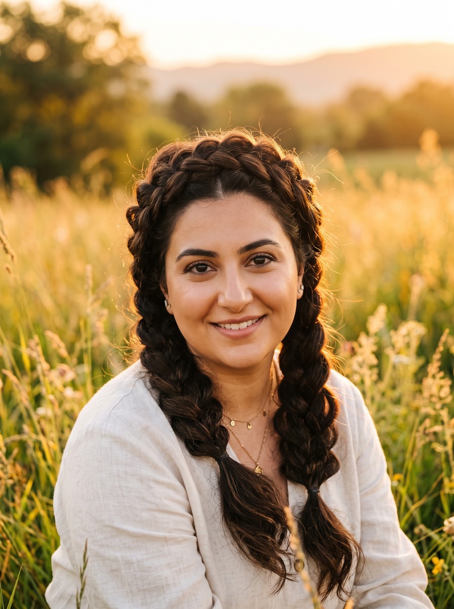 Lifted Milkmaid Braids With a Teased Crown