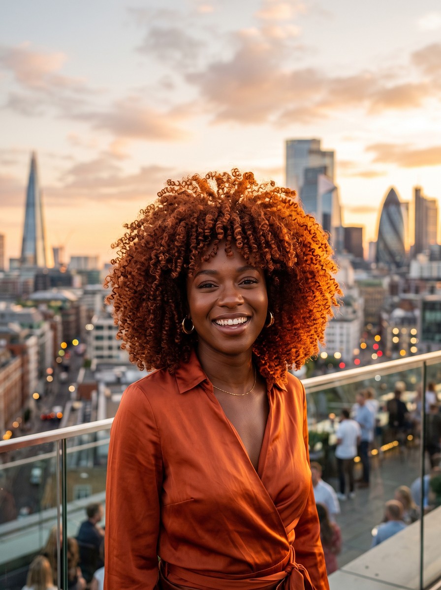 Deep Copper on Coily Hair