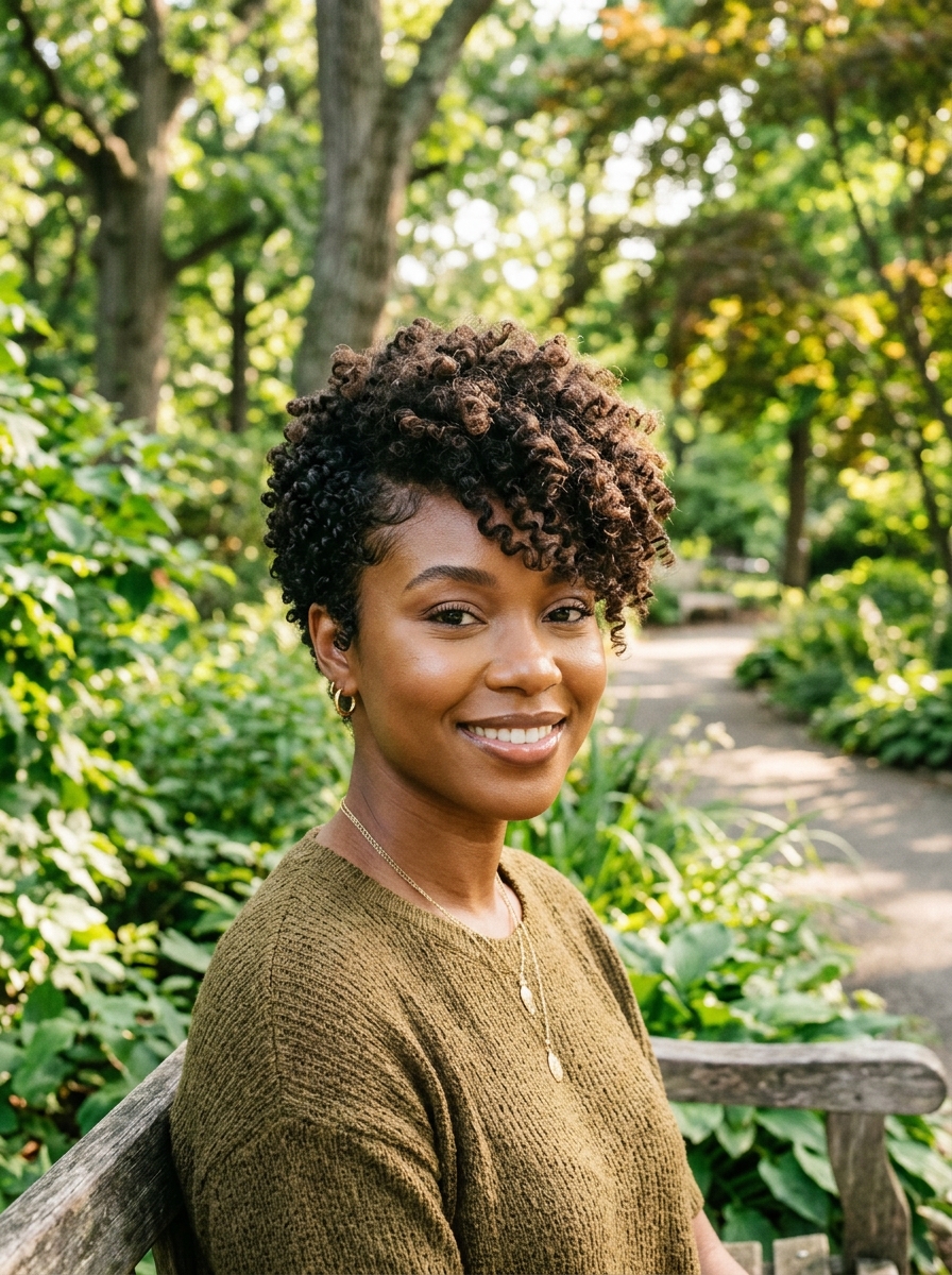 Tapered Afro Pixie with Side Fringe