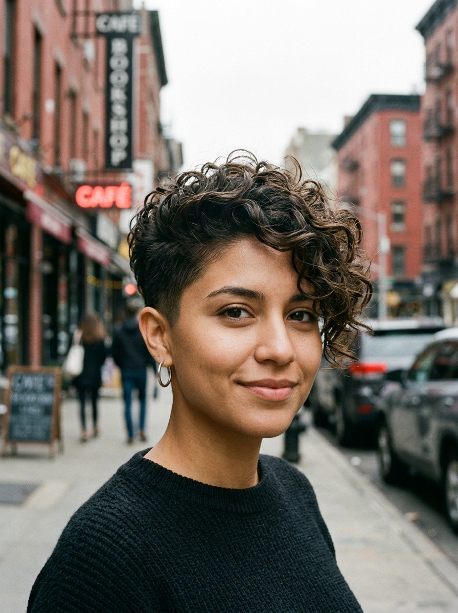 Curly Pixie with Undercut