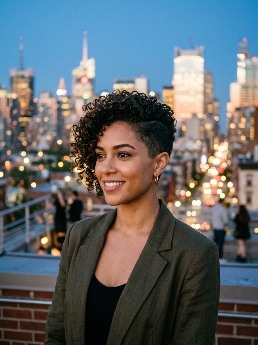 Asymmetrical Curly Pixie