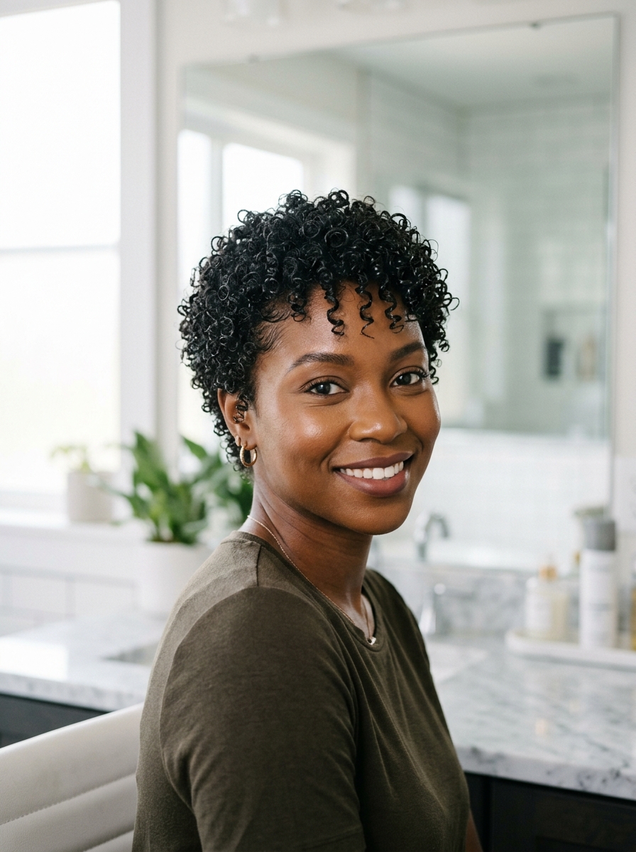 Wash-and-Go Curly Pixie