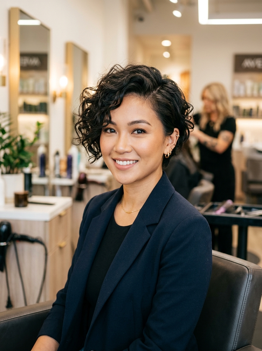 Side-Parted Curly Pixie