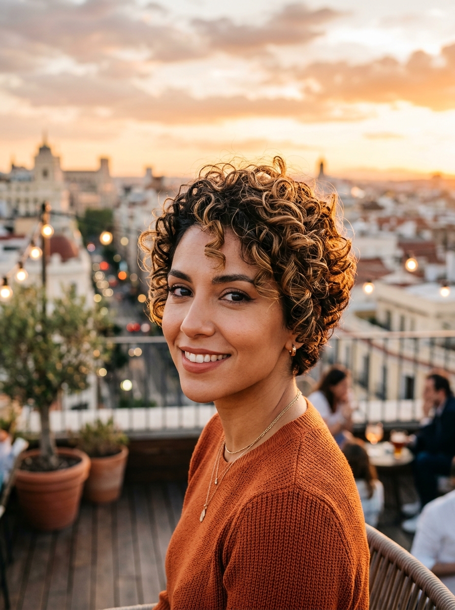 Balayage Curly Pixie