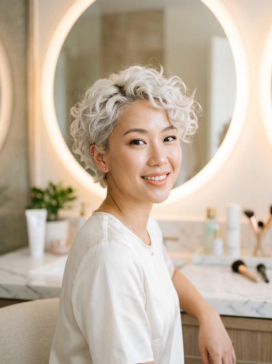 Platinum Curly Pixie