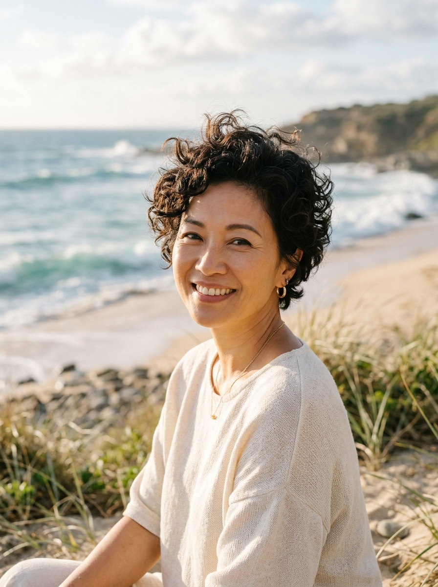 Soft Curly Pixie for Round Face